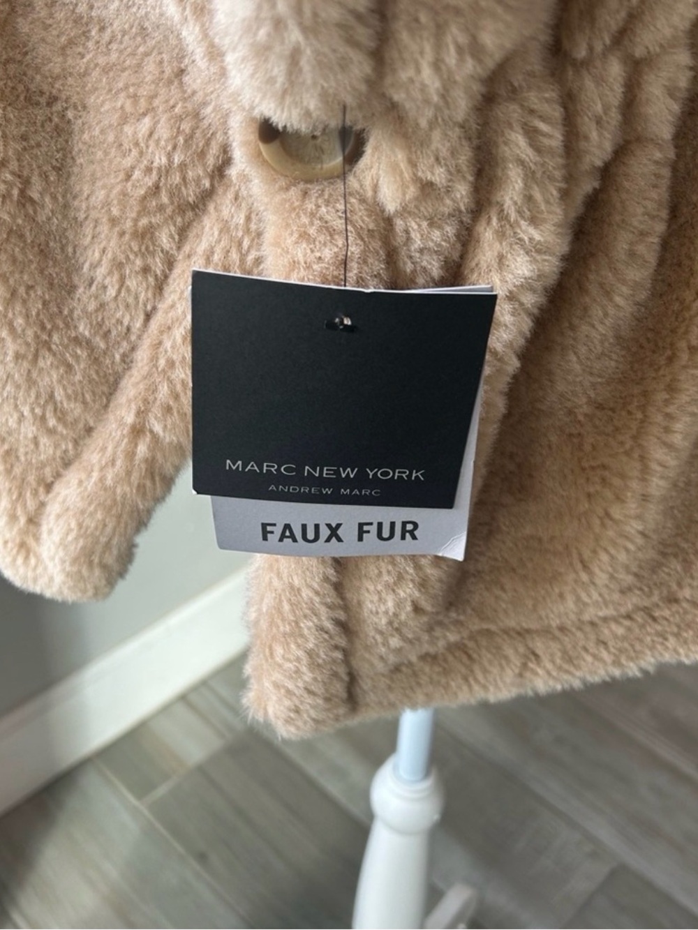 Marc New York Taupe Faux Shearling Belted Coat - Picture 5 of 6
